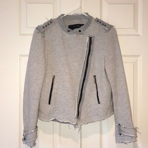 Gray Zara Basic Biker Jacket Size Large